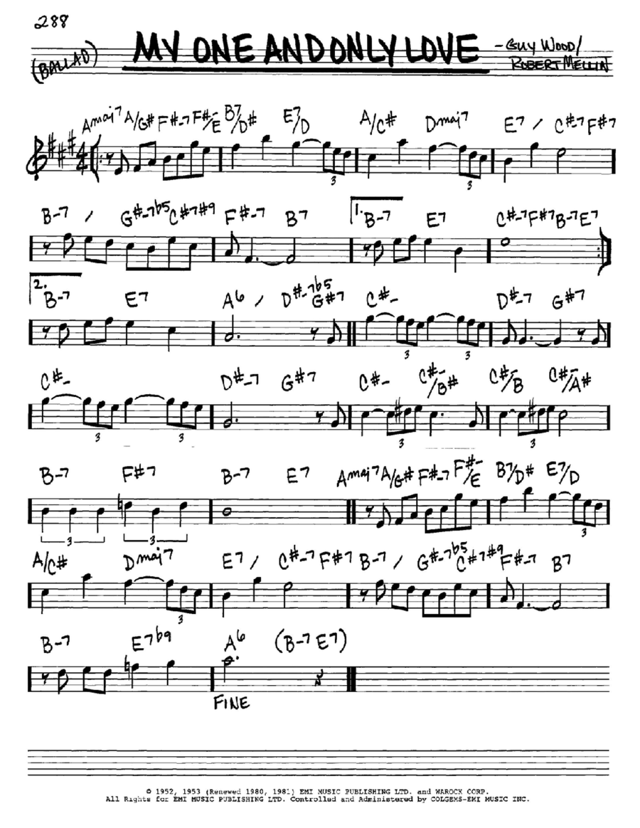 My One And Only Love E-Flat Instrument scores gallery preview page 1