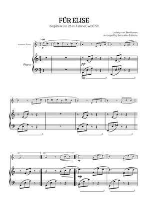 Beethoven • Für Elise / Pour Elise • acoustic guitar & piano sheet music