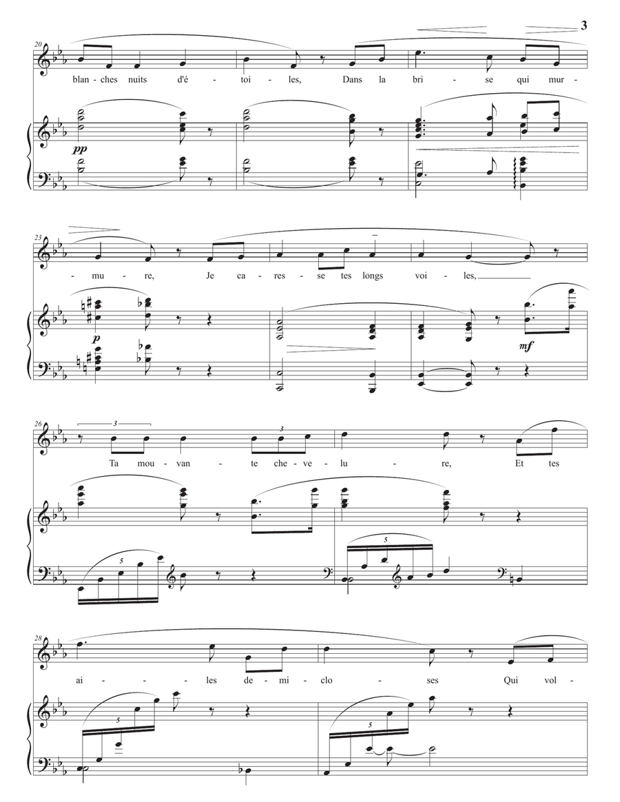 HAHN: L'énamourée (transposed to E-flat major) Piano, Vocal scores gallery preview page 4