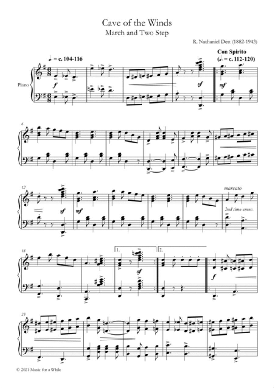 R. Nathaniel Dett - Cave of the Winds for solo piano Piano Solo scores gallery preview page 2