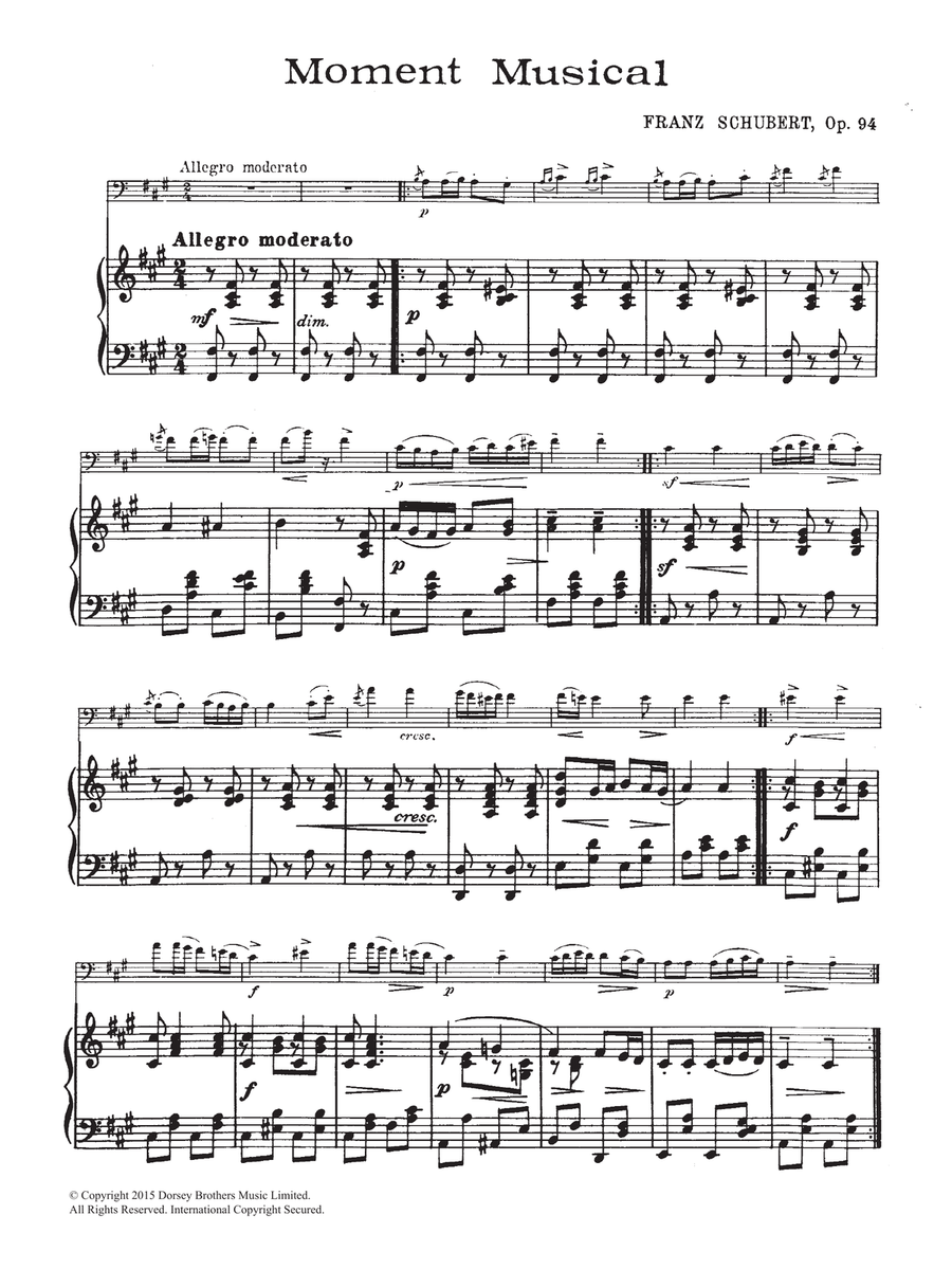 Moment Musical Cello Solo scores gallery preview page 1