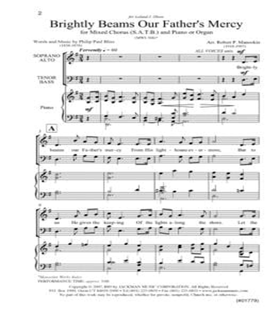Brightly Beams Our Father's Mercy (Let the Lower Lights Be Burning) - SATB Brightly Beams Our Father's Mercy (Let the Lower Lights Be Burning) - SATB 4-Part scores gallery preview page 2