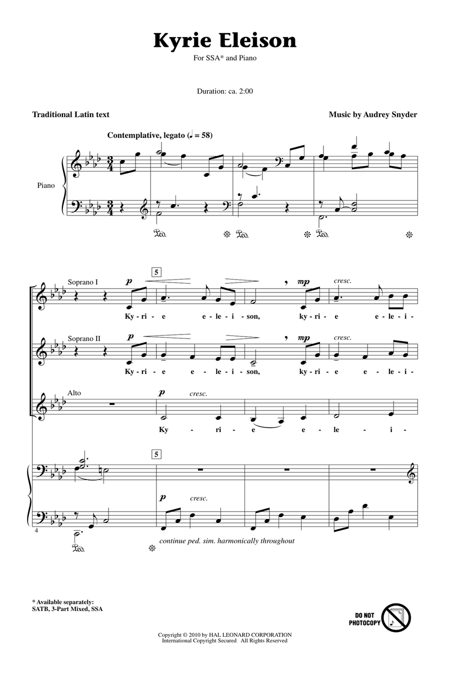 Kyrie Eleison Kyrie Eleison SSA scores gallery preview page 1