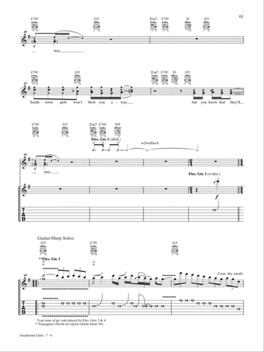 Southtown Girls Guitar Tablature scores gallery preview page 4