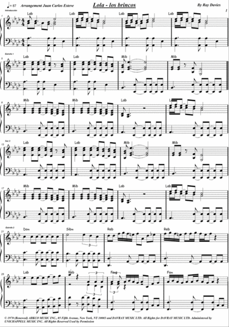 Lola Piano Solo scores gallery preview page 2