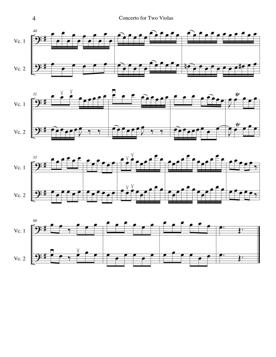 Concerto for Two Violas in G Major, transcription for cellos String Duet scores gallery preview page 6