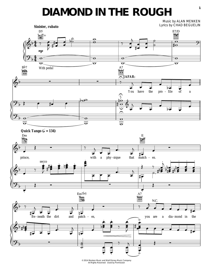 Diamond In The Rough (from Aladdin: The Broadway Musical) Guitar scores gallery preview page 1