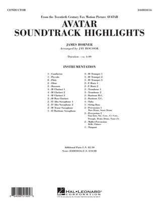 Book cover for Avatar Soundtrack Highlights - Conductor Score (Full Score)