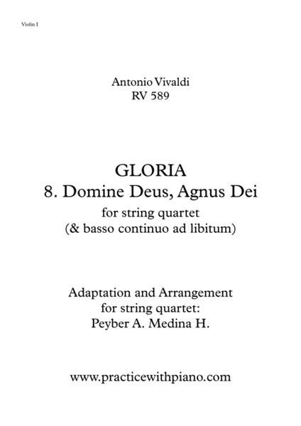 Vivaldi - RV 589, GLORIA - 8. Domine Deus, Agnus Dei, for string quartet image number null