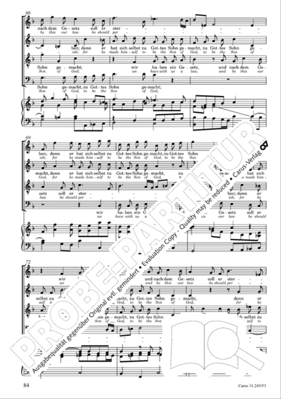St. John Passion (Johannes-Passion) 4-Part scores gallery preview page 85