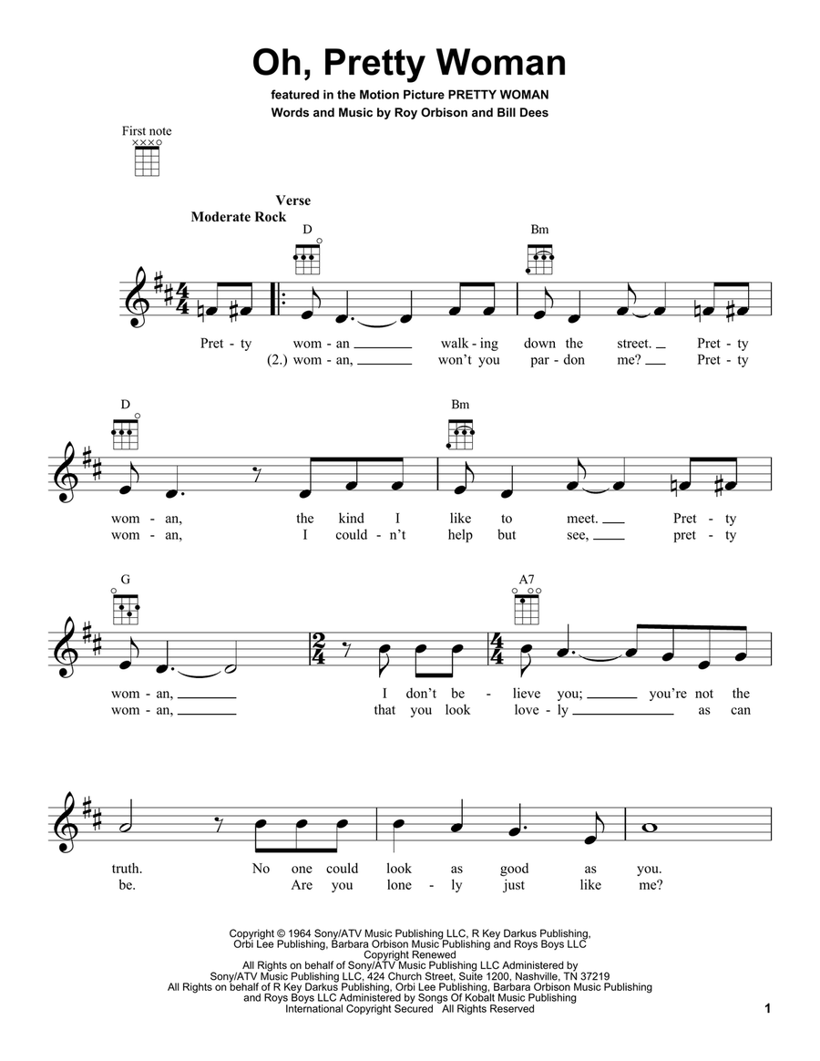 Oh, Pretty Woman Ukulele scores gallery preview page 1