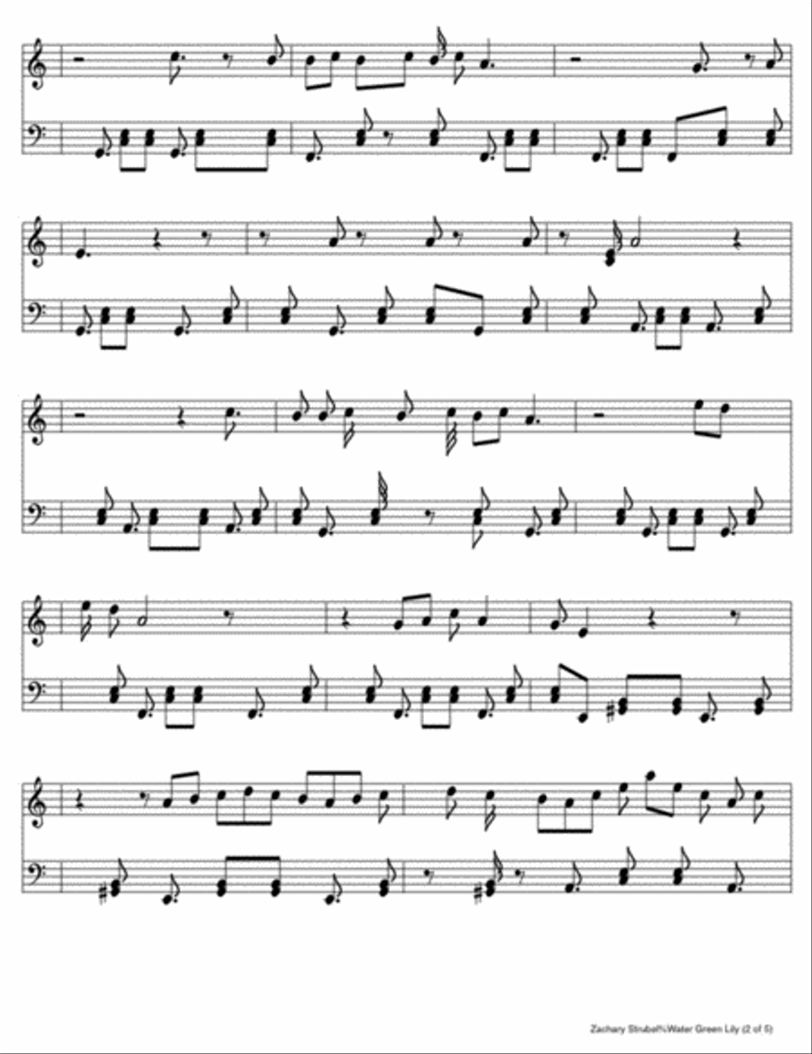Water Green Lily (Full Song) Piano Solo scores gallery preview page 2