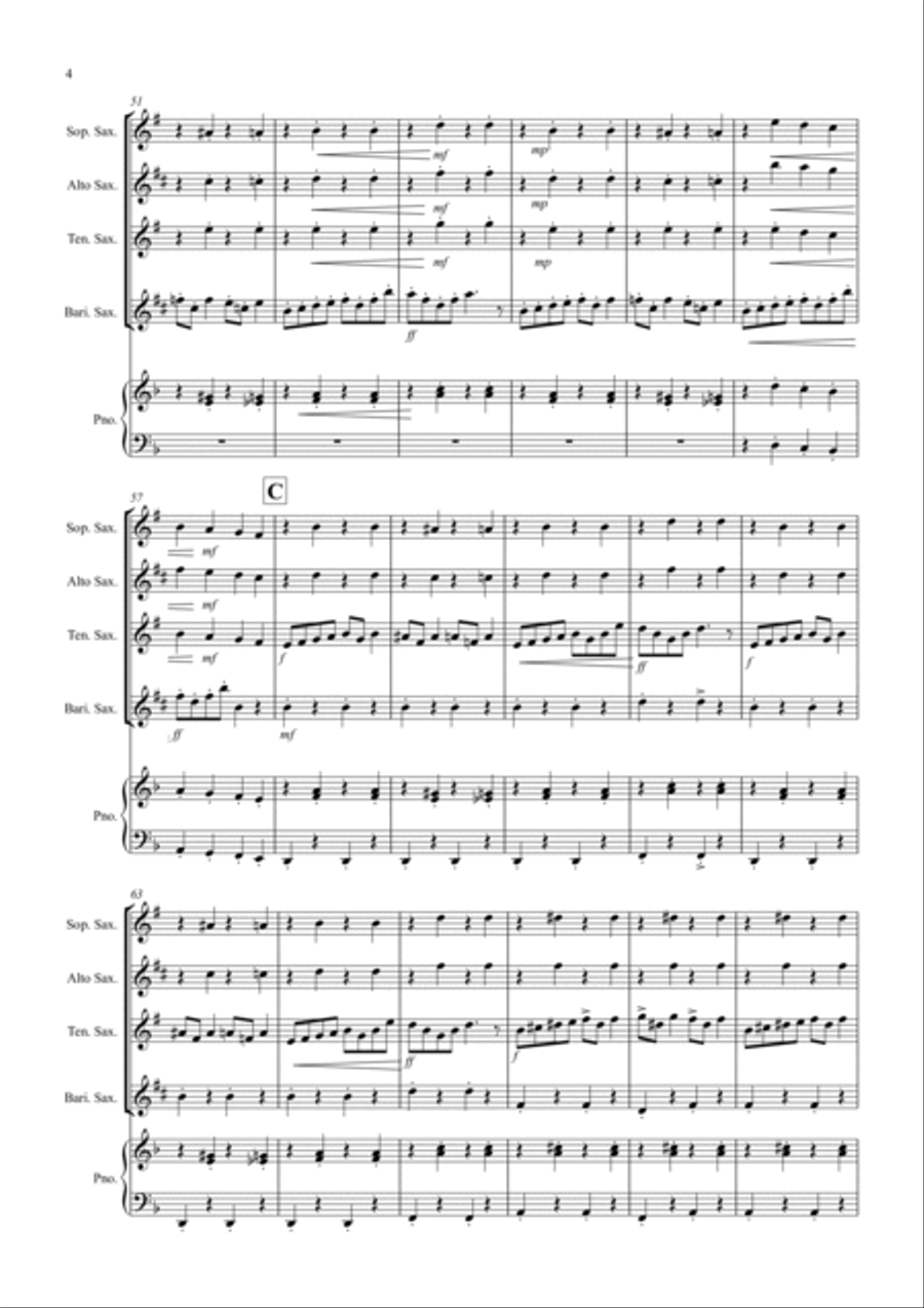 2 Classical Favourites for Saxophone Quartet (volume one) Saxophone Quartet scores gallery preview page 4