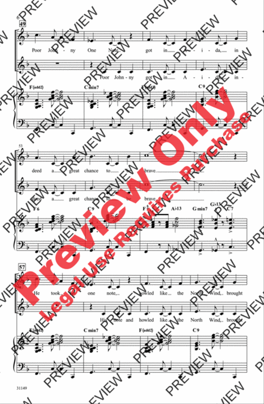 Johnny One Note 2-Part scores gallery preview page 6