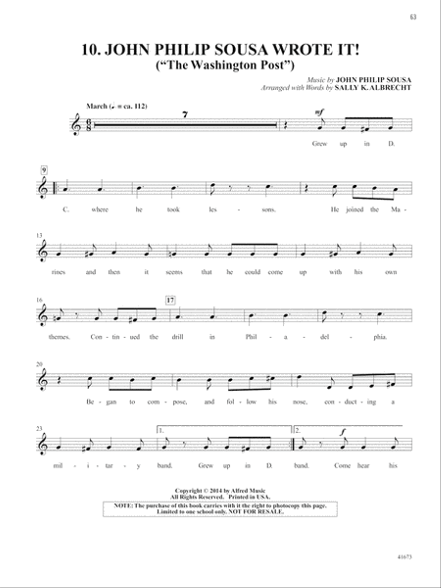 Composer Songs Unison Choir scores gallery preview page 6