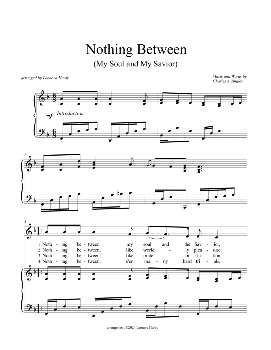 Nothing Between My Soul and My Savior Voice scores gallery preview page 1