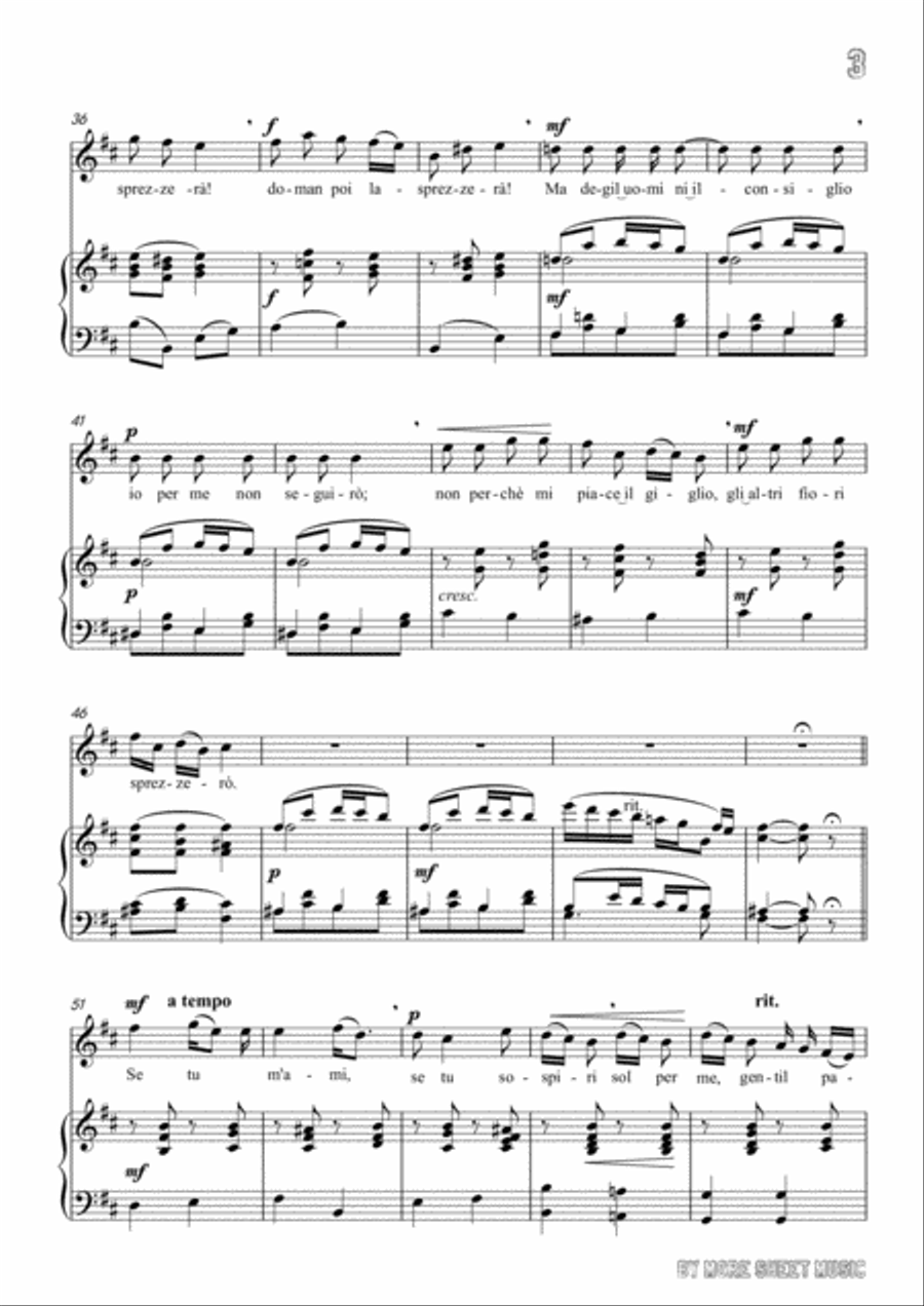 Pergolesi-Se tu m'ami in b minor,for Voice and Piano Voice Solo scores gallery preview page 5