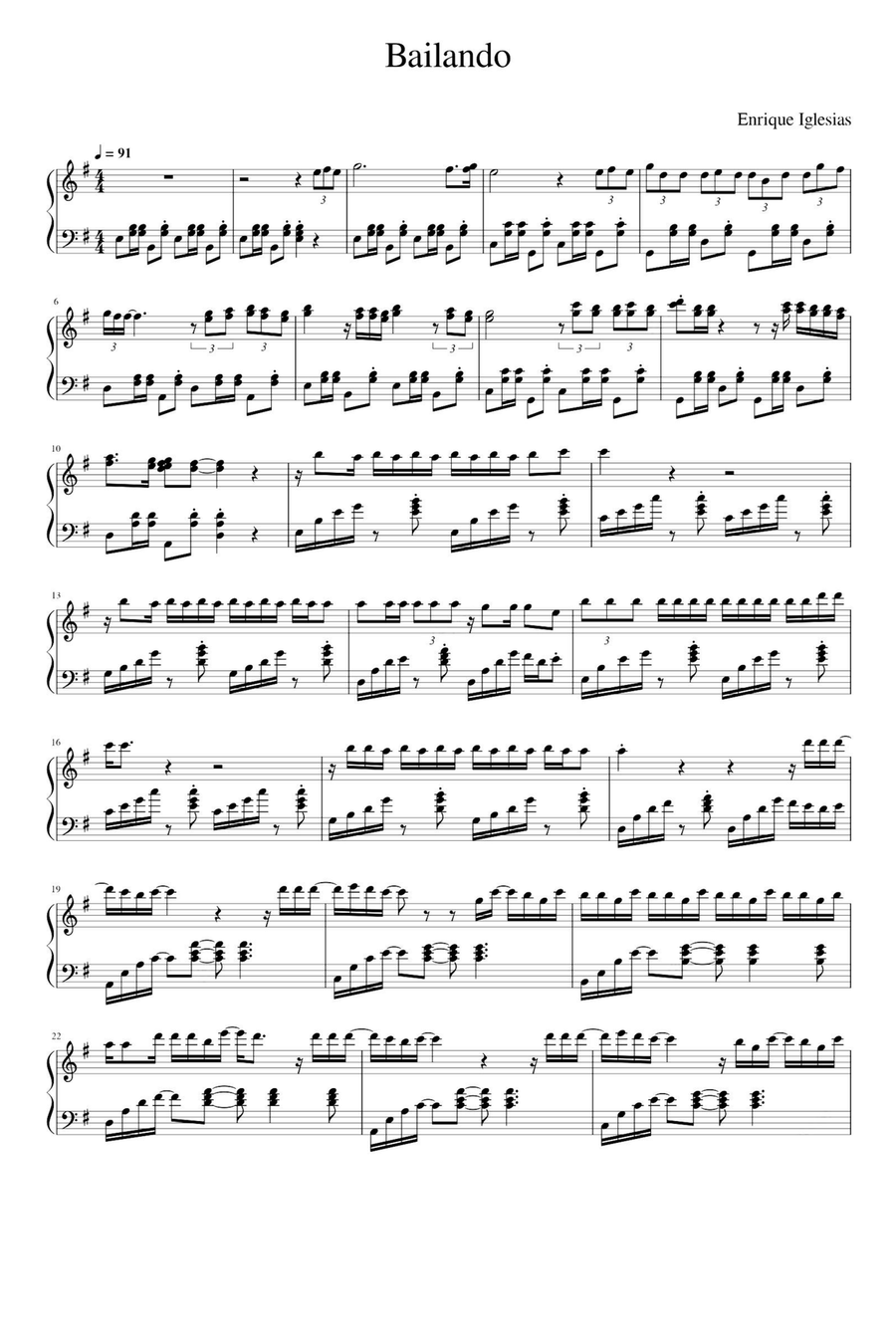 Bailando Bailando Piano Solo scores gallery preview page 1