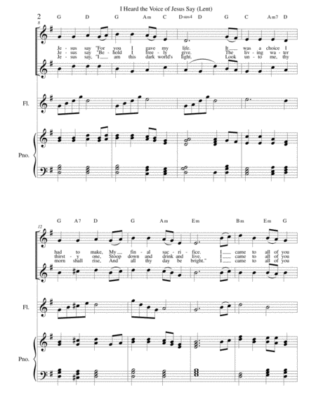 I Heard the Voice of Jesus Say (Lent Lyrics) - Flute, vocal duet and piano image number null