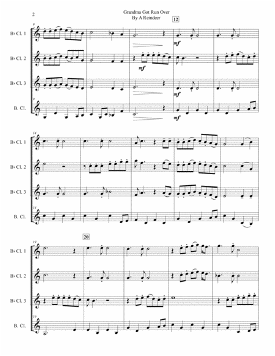 Grandma Got Run Over By A Reindeer Grandma Got Run Over By A Reindeer Woodwind Quartet scores gallery preview page 3