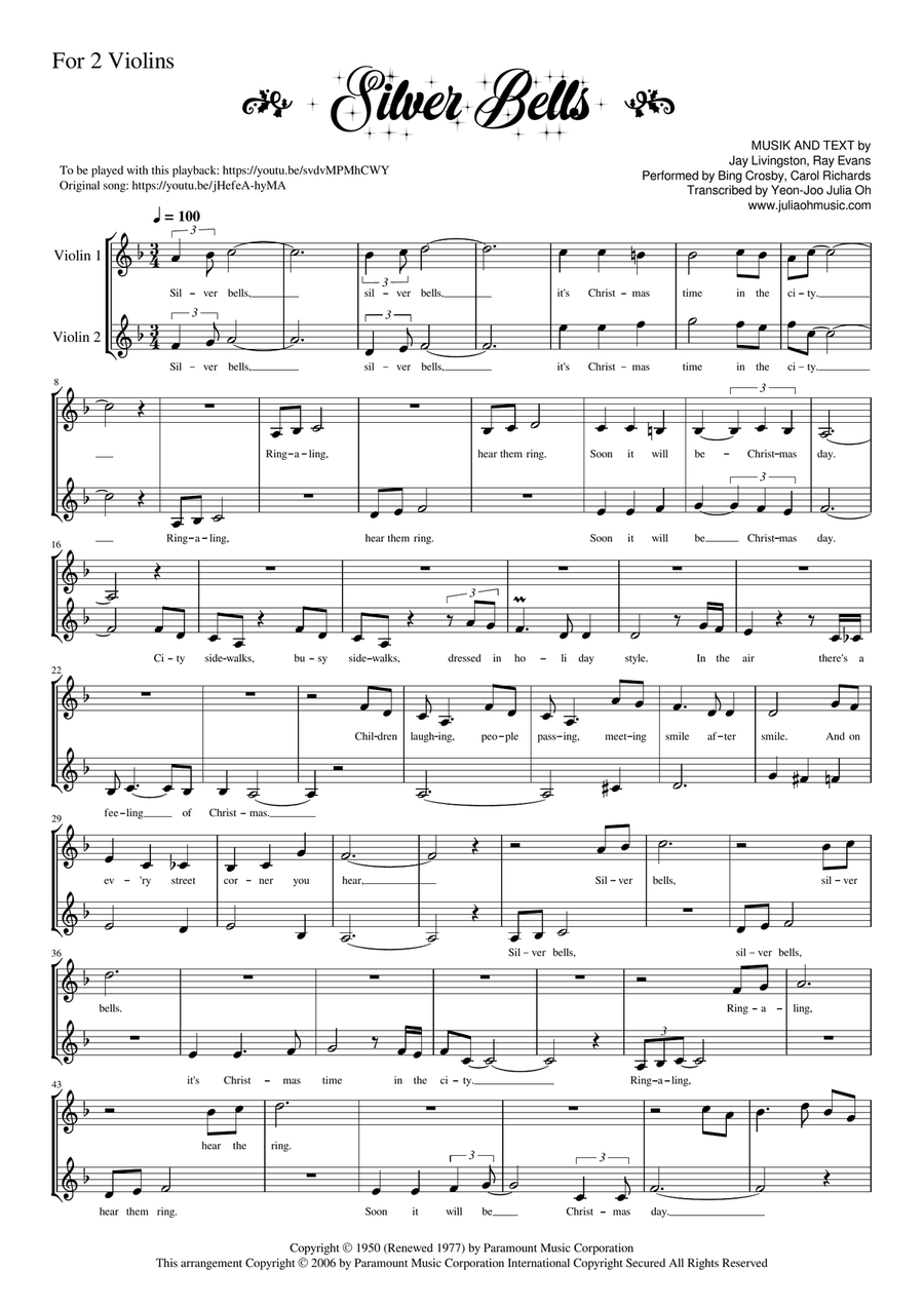 Silver Bells Silver Bells String Duet scores gallery preview page 1