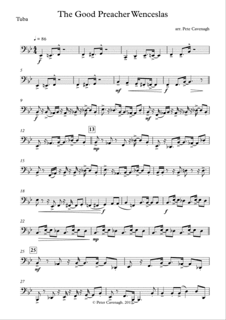 The Good Preacher Wenceslas for Brass Quintet 2017 Holiday Contest Entry Brass Quintet scores gallery preview page 1