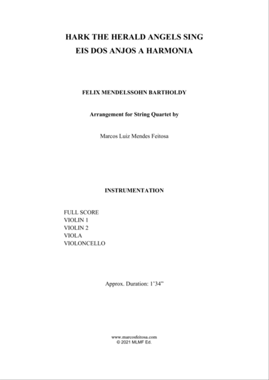 Hark The Herald Angels Sing (Eis dos Anjos a Harmonia) - String Quartet String Quartet scores gallery preview page 2