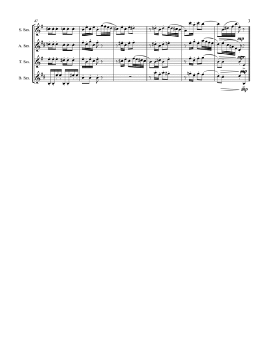 The Nutcracker Suite - 3. Dance of the Sugar-Plum Fairy (for Saxophone Quartet SATB) Saxophone Quartet scores gallery preview page 4