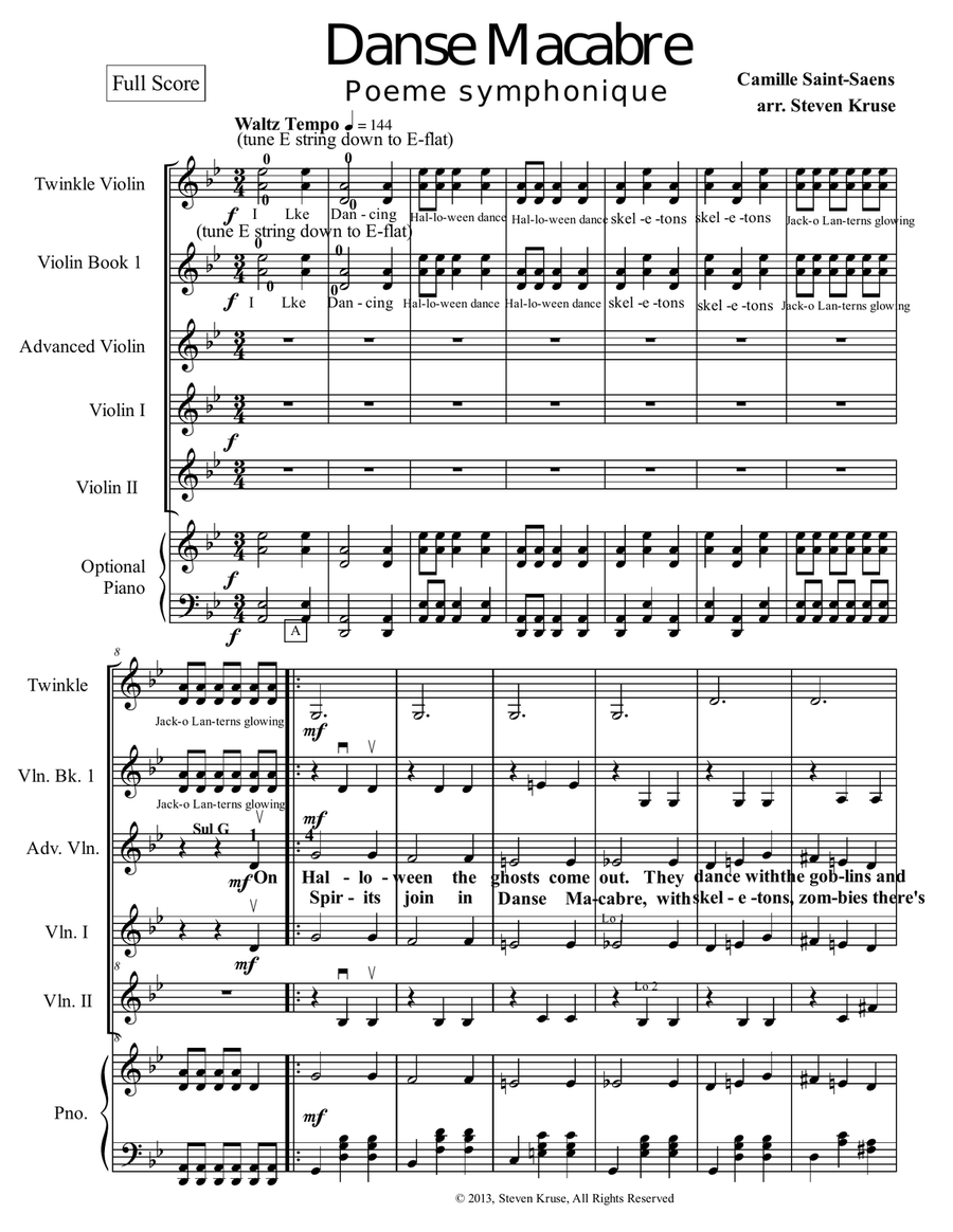 Danse Macabre for Mixed-Level Violin Ensemble String Orchestra scores gallery preview page 4