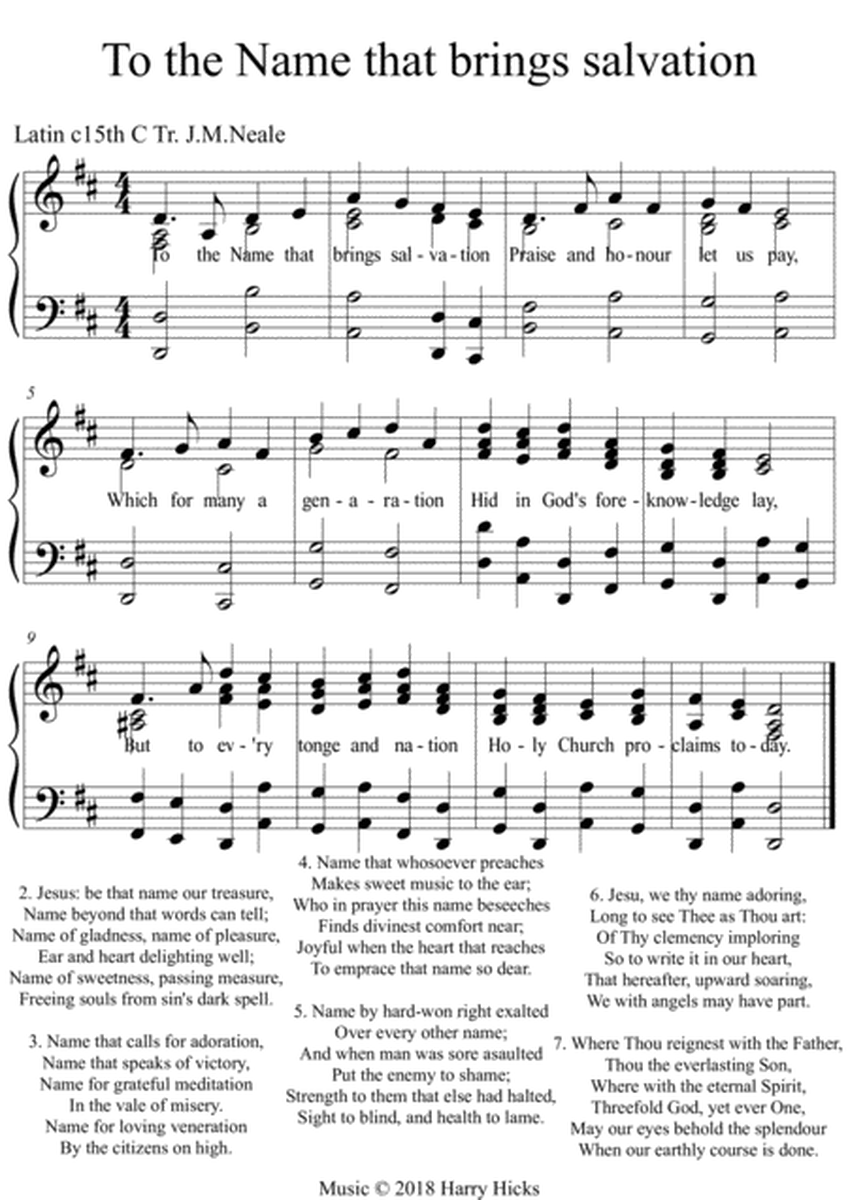 To the Name that brings salvation. A new tune to a wonderful old hymn.