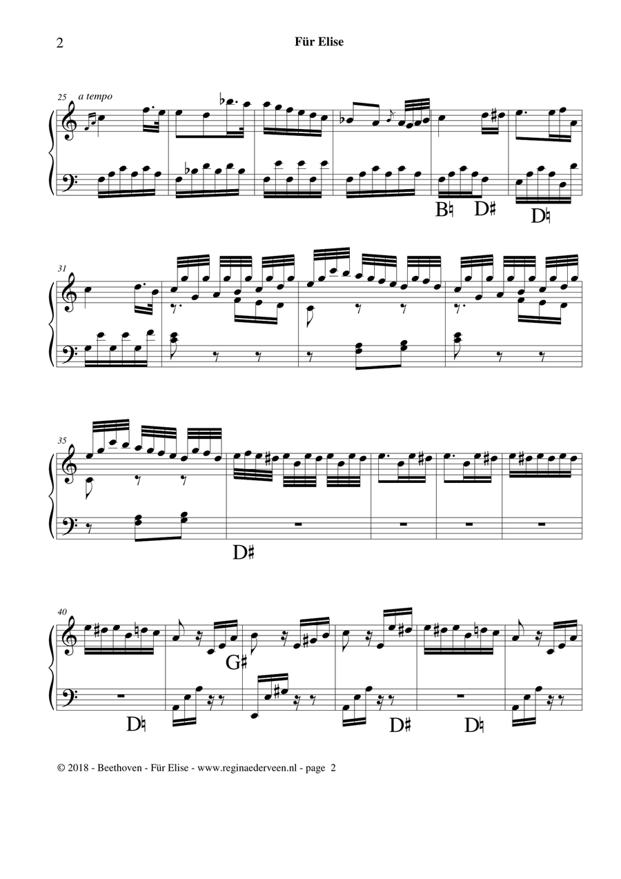 Für Elise - pedal harp solo Pedal Harp scores gallery preview page 2