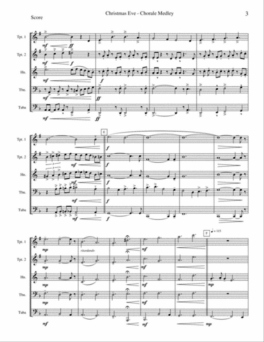 Christmas Eve: Chorale Medley Brass Ensemble scores gallery preview page 4