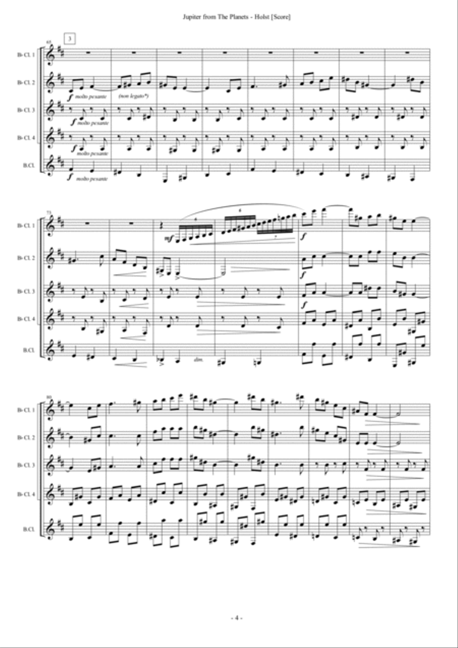 Jupiter from The Planets Woodwind Ensemble scores gallery preview page 4