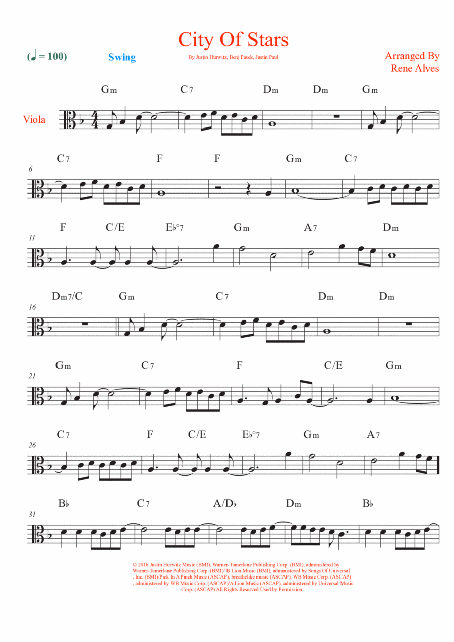 City Of Stars Viola Solo scores gallery preview page 1