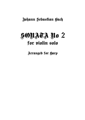 Sonata No.2 for violin solo, arranged for harp
