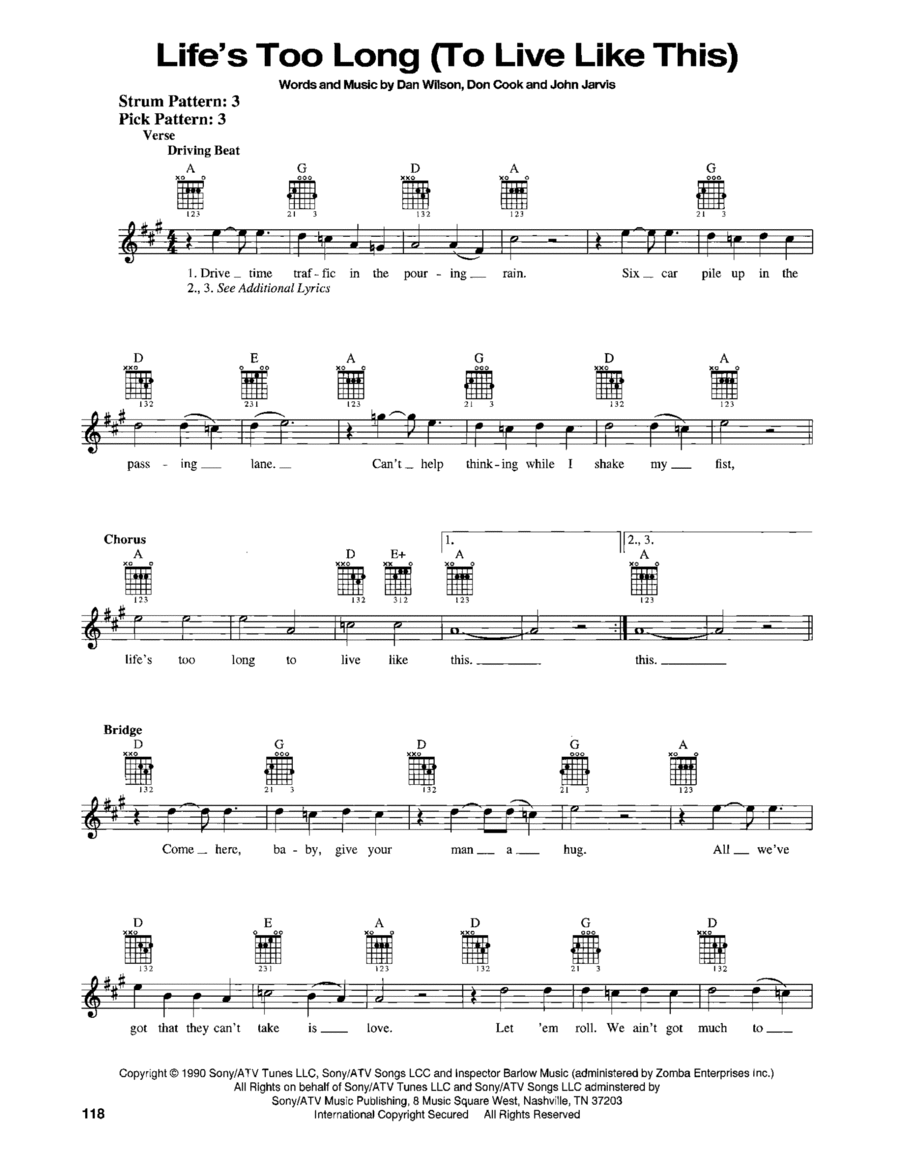 Life's Too Long (To Live Like This) Electric Guitar scores gallery preview page 1
