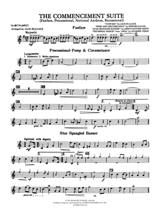 Book cover for Commencement Suite (featuring a Fanfare, Processional, The National Anthem and a Recessional): 1st B-flat Trumpet