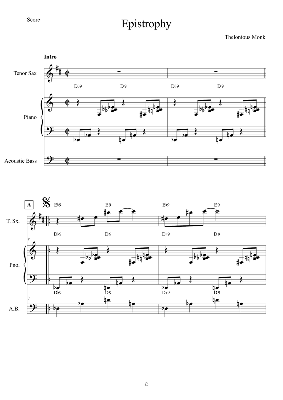Epistrophy Small Ensemble scores gallery preview page 1