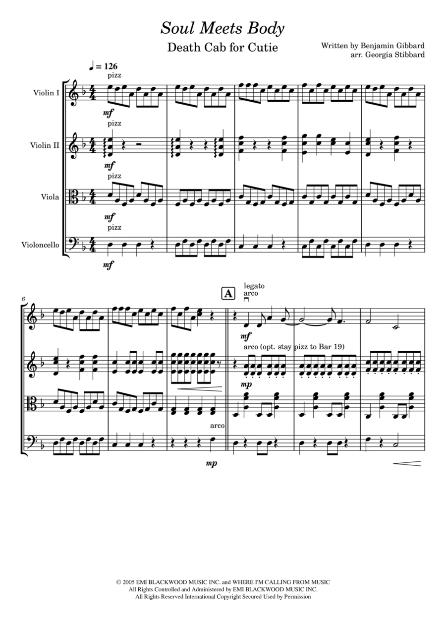 Soul Meets Body Soul Meets Body String Quartet scores gallery preview page 1