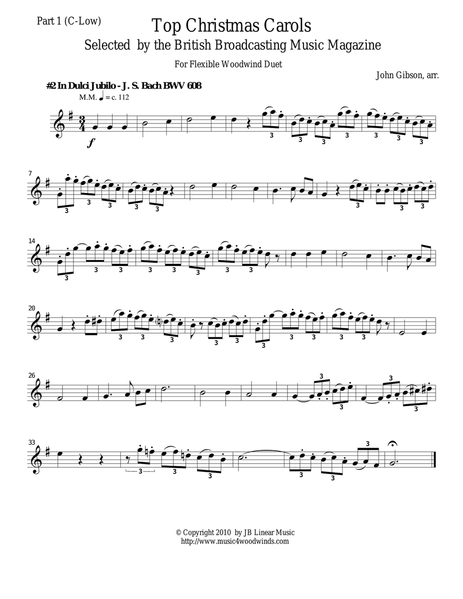 J. S. Bach - In Dulci Jubilo for woodwind duets Woodwind Duet scores gallery preview page 3
