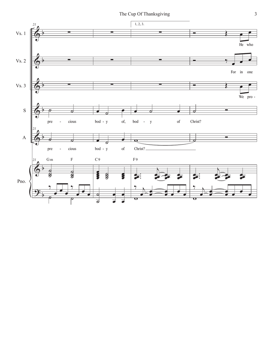 The Cup Of Thanksgiving (Duet for Soprano and Alto solo) Alto Voice scores gallery preview page 3