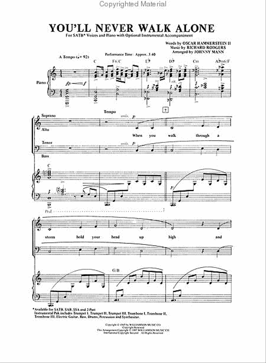 You'll Never Walk Alone (from Carousel) 4-Part scores gallery preview page 2