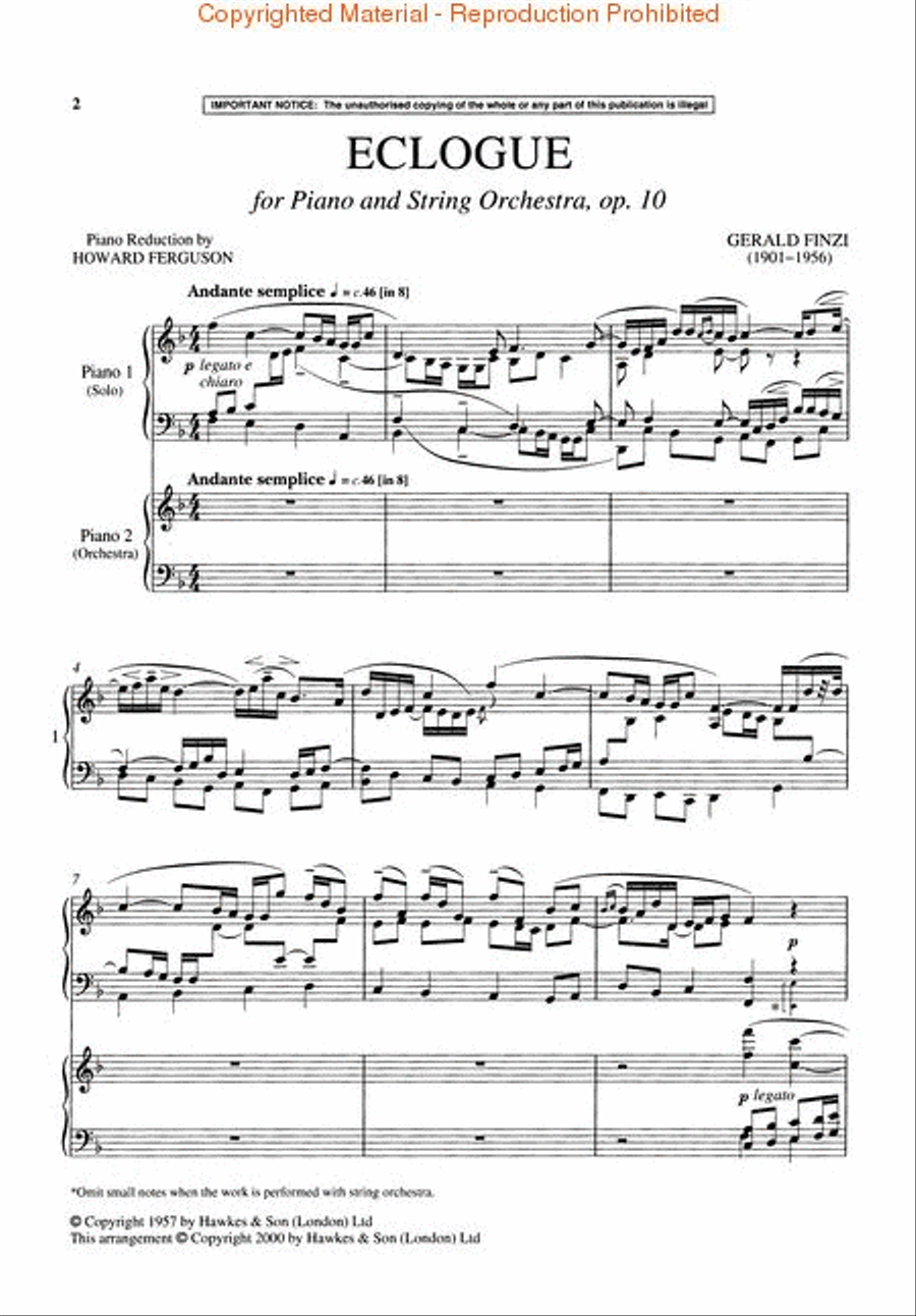 Eclogue for Piano and String Orchestra, Op. 10