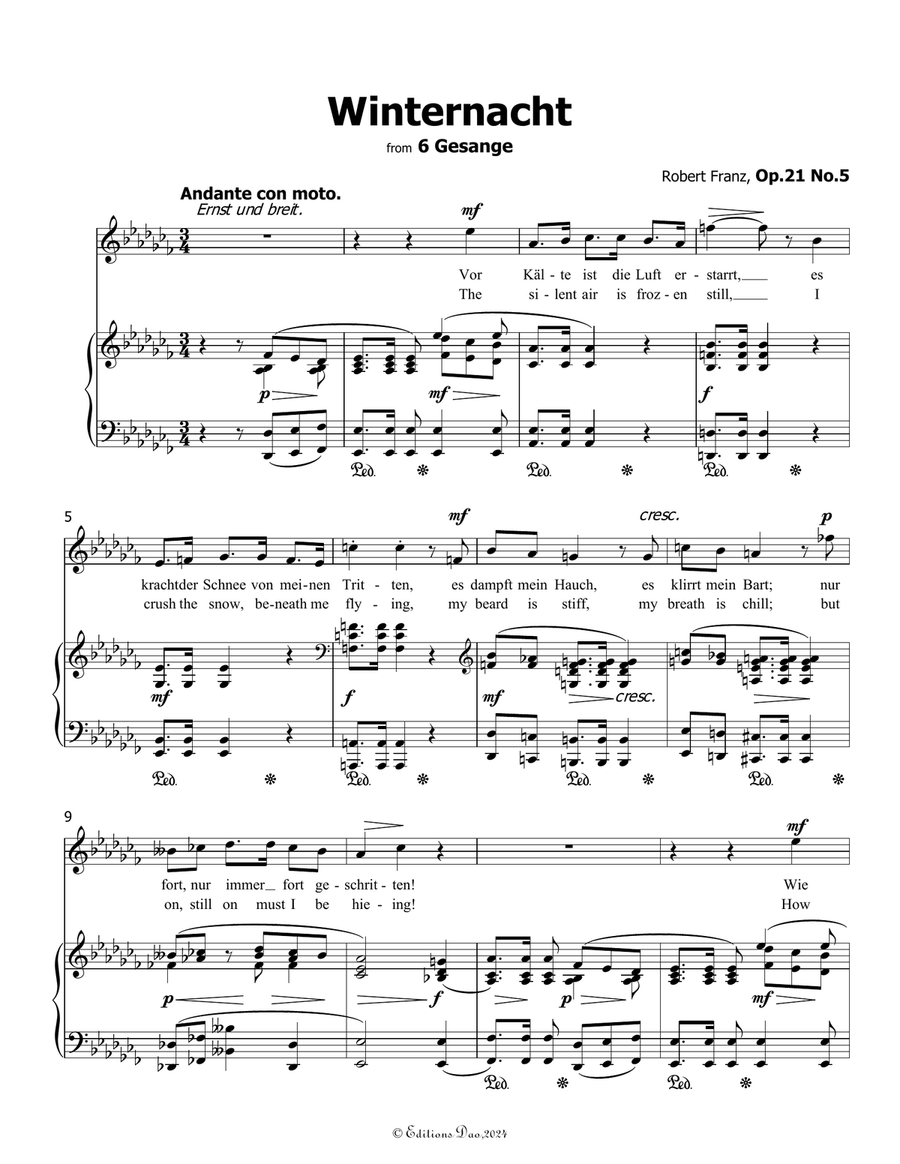 Winternacht, by Robert Franz, in a flat minor Voice scores gallery preview page 3