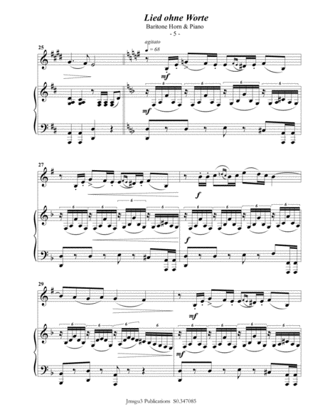 Mendelssohn: Song Without Words Op. 109 for Baritone Horn & Piano image number null