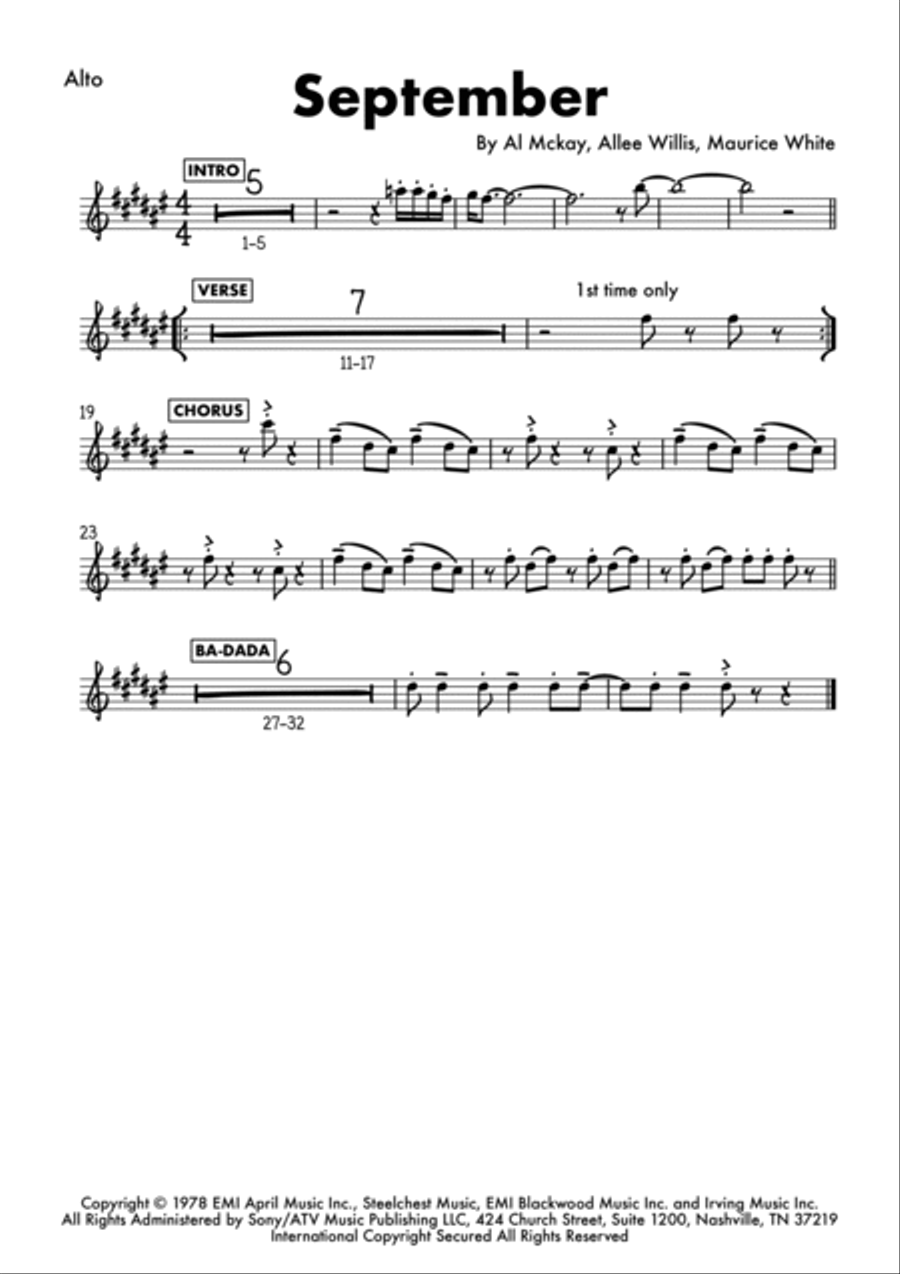 September Tenor Saxophone scores gallery preview page 4