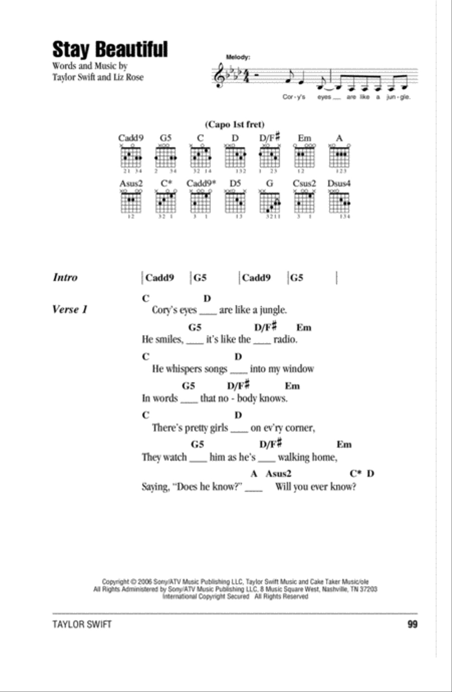 Stay Beautiful Acoustic Guitar scores gallery preview page 1