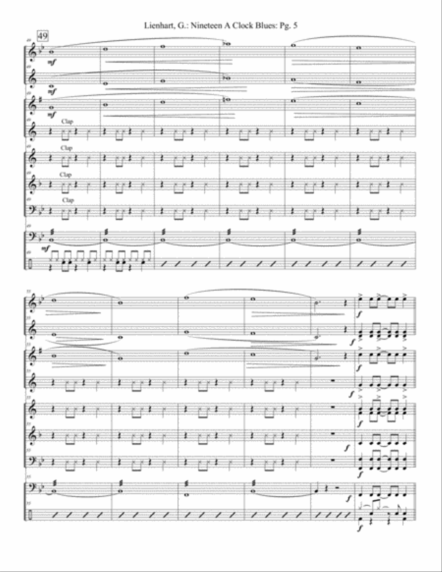 Nineteen A Clock Blues Concert Band scores gallery preview page 5