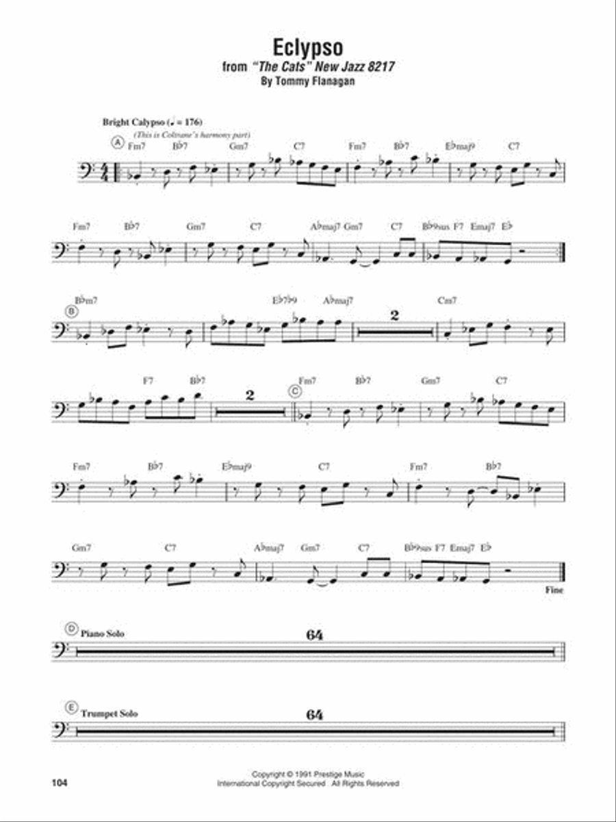 John Coltrane – Omnibook Bass Clef Instrument scores gallery preview page 7