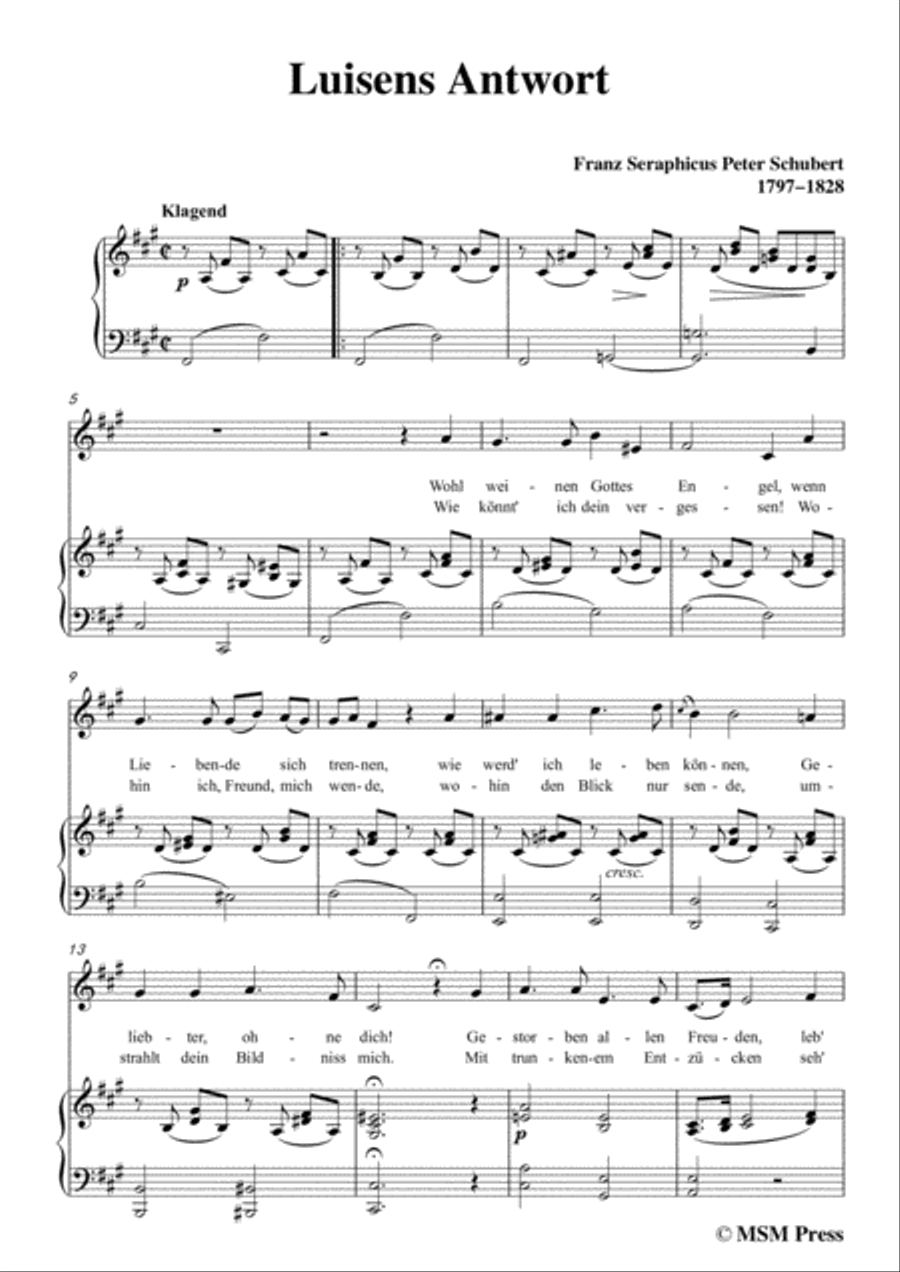Schubert-Luisens Antwort,in f sharp minor,for Voice&Piano Voice scores gallery preview page 3